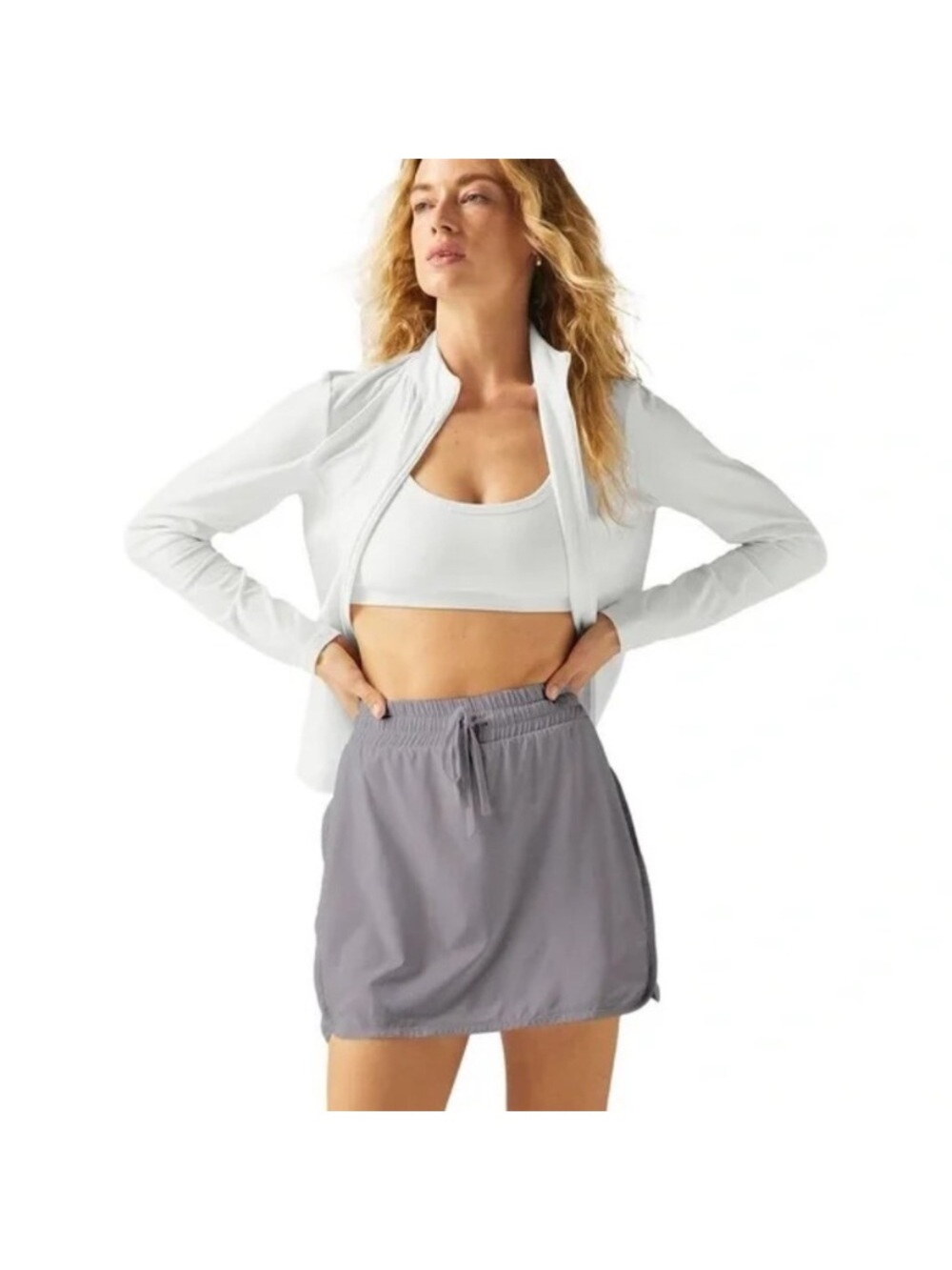 NWT Beyond Yoga Stretch Woven In Stride Lined Skort Gray Size Small Athletic Ten
